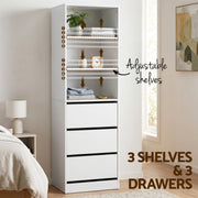 Artiss 2x Chest of 3 Drawers Tallboy Cabinet White FURNI-L-CDR-3D3S-WHX2