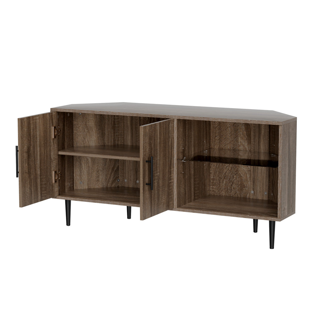 Artiss Corner Entertainment Unit Stand TV Cabinet Open Storage Shelf 120CM FURNI-L-COR01-TV121-WD-AB