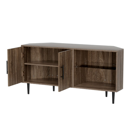 Artiss Corner Entertainment Unit Stand TV Cabinet Open Storage Shelf 120CM FURNI-L-COR01-TV121-WD-AB
