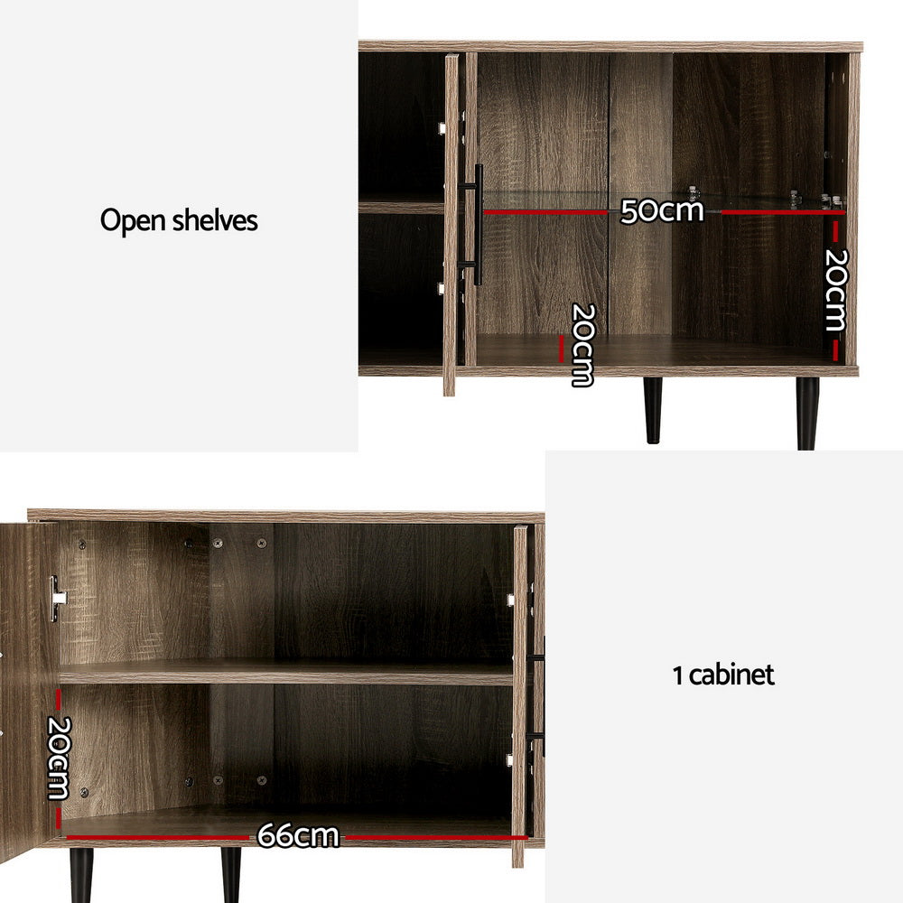 Artiss Corner Entertainment Unit Stand TV Cabinet Open Storage Shelf 120CM FURNI-L-COR01-TV121-WD-AB