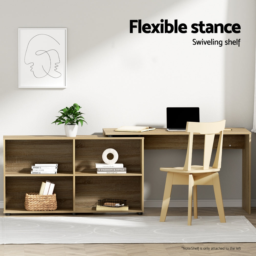 Artiss Computer Desk Bookshelf Oak 130CM FURNI-L-DESK01-WD-AB
