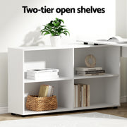 Artiss Computer Desk Bookshelf White 130CM FURNI-L-DESK01-WH-AB