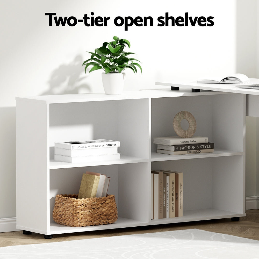 Artiss Computer Desk Bookshelf White 130CM FURNI-L-DESK01-WH-AB