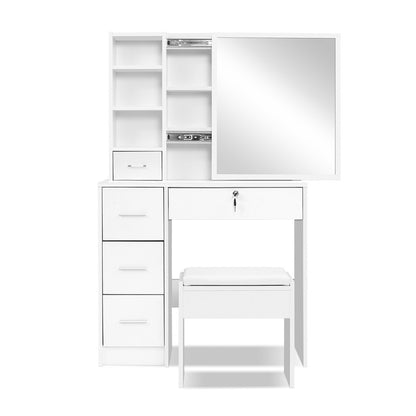 Artiss Dressing Table Stool Set Sliding Mirror White Diane FURNI-L-DRESS02-WH-AB