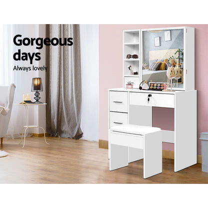 Artiss Dressing Table Stool Set Sliding Mirror White Diane FURNI-L-DRESS02-WH-AB