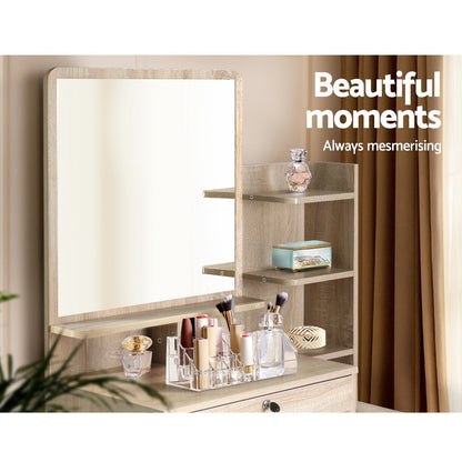 Artiss Dressing Table Stool Set 4 Drawers Oak FURNI-L-DRESS03-WD-AB