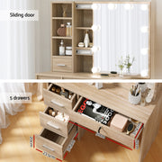 Artiss Dressing Table Set Stool 10 Led Bulbs Wood FURNI-L-DRESS05-LED-WD-AB