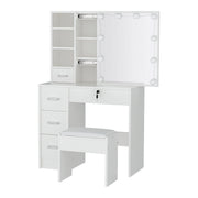 Artiss Dressing Table Set Stool 10 Led Bulbs White Dylan FURNI-L-DRESS05-LED-WH-AB