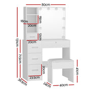 Artiss Dressing Table Set Stool 10 Led Bulbs White Dylan FURNI-L-DRESS05-LED-WH-AB