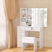 Artiss Dressing Table Set Stool 10 Led Bulbs White Dylan FURNI-L-DRESS05-LED-WH-AB