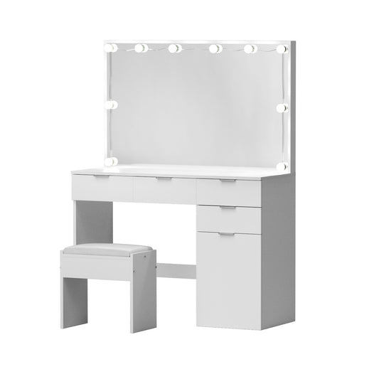 Artiss Dressing Table Set Stool 10 Led Bulbs White FURNI-L-DRESS06-LED-WH-AB