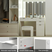 Artiss Dressing Table Set Stool 10 Led Bulbs White FURNI-L-DRESS06-LED-WH-AB