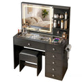 Artiss Dressing Table LED Vanity Desk Set Stool Black FURNI-L-DRESS07-BK-AB