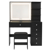 Artiss Dressing Table LED Vanity Desk Set Stool Black FURNI-L-DRESS07-BK-AB
