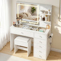 Artiss Dressing Table LED Vanity Desk Set Stool White FURNI-L-DRESS07-WH-AB
