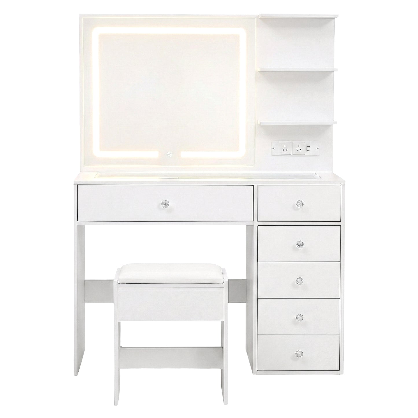 Artiss Dressing Table LED Vanity Desk Set Stool White FURNI-L-DRESS07-WH-AB