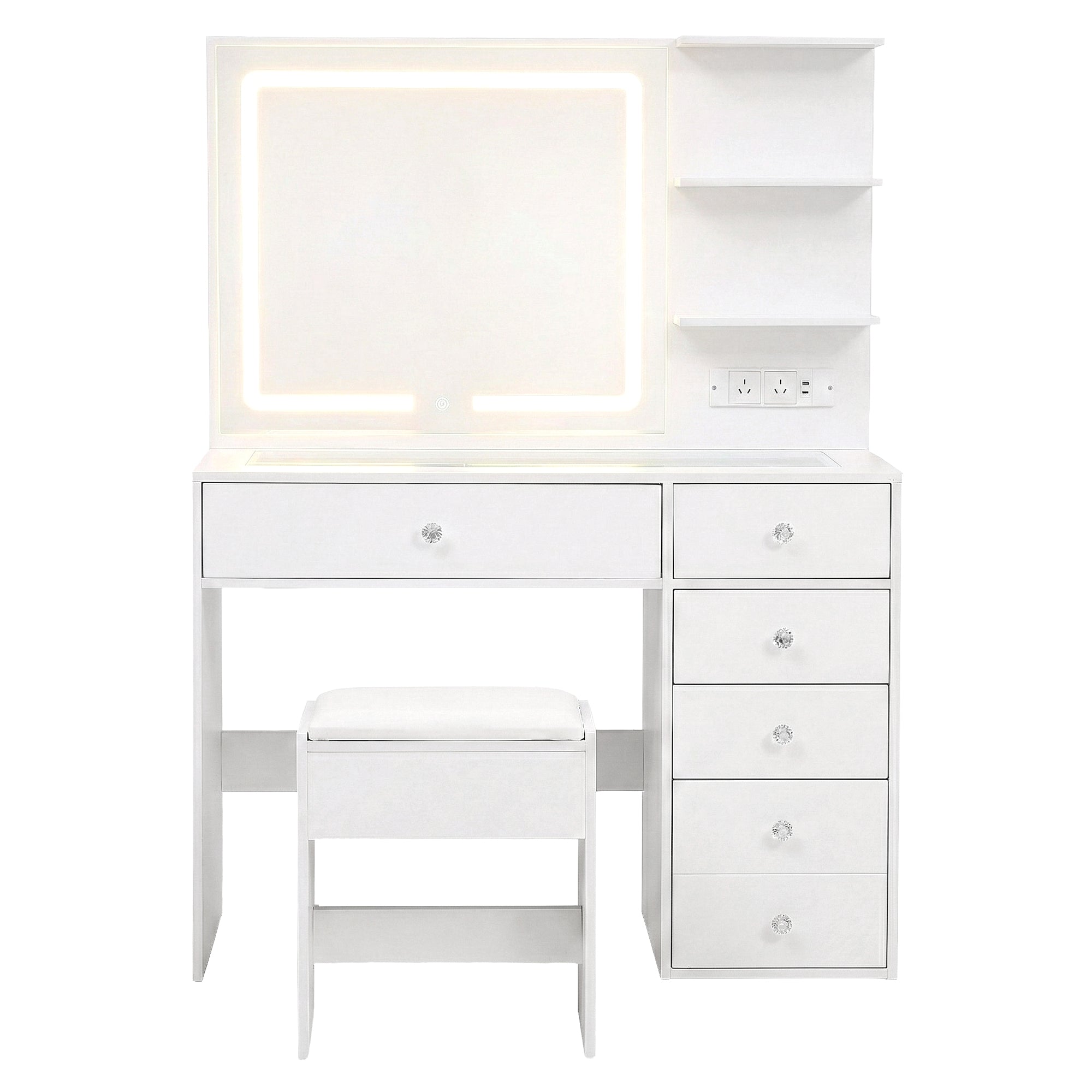 Artiss Dressing Table LED Vanity Desk Set Stool White FURNI-L-DRESS07-WH-AB