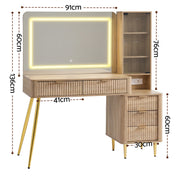 Artiss Dressing Table LED Vanity Desk Charging Station Wood FURNI-L-DRESS10-WD-AB