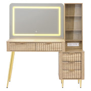 Artiss Dressing Table LED Vanity Desk Charging Station Wood FURNI-L-DRESS10-WD-AB