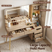 Artiss Dressing Table LED Vanity Desk Charging Station Wood FURNI-L-DRESS10-WD-AB