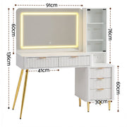 Artiss Dressing Table LED Vanity Desk Charging Station White FURNI-L-DRESS10-WH-AB