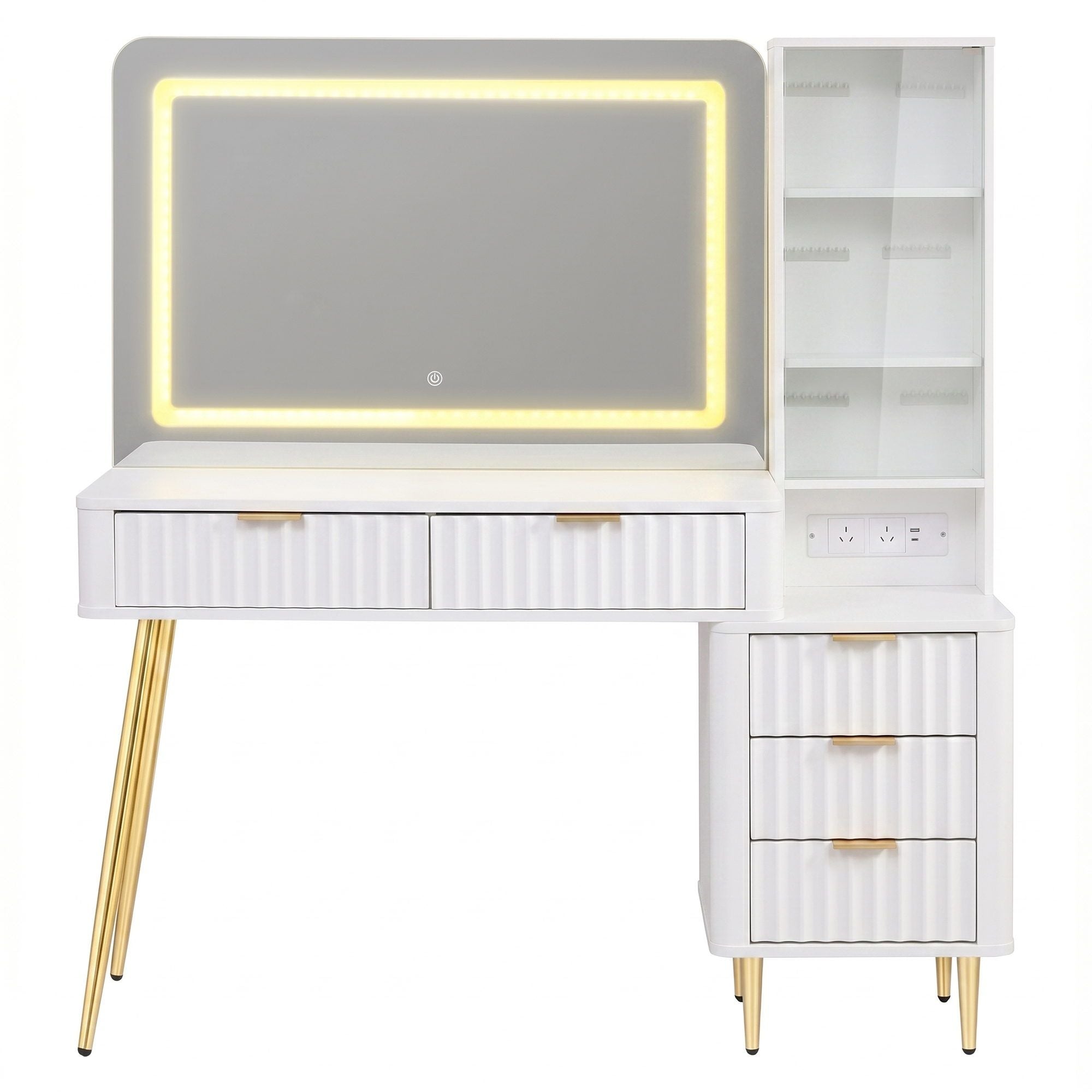 Artiss Dressing Table LED Vanity Desk Charging Station White FURNI-L-DRESS10-WH-AB