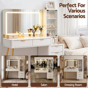 Artiss Dressing Table LED Vanity Desk Charging Station White FURNI-L-DRESS10-WH-AB