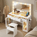 Artiss Dressing Table Vanity Desk Set LED Bulbs RGB Light White FURNI-L-DRESS11-WH-AB