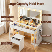 Artiss Dressing Table Vanity Desk Set LED Bulbs RGB Light White FURNI-L-DRESS11-WH-AB
