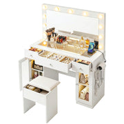 Artiss Dressing Table Vanity Desk Set LED Bulbs RGB Light White FURNI-L-DRESS11-WH-AB