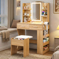 Artiss Dressing Table LED Vanity Desk Set Stool Wood FURNI-L-DRESS12-WD-AB