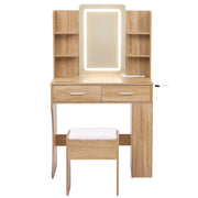 Artiss Dressing Table LED Vanity Desk Set Stool Wood FURNI-L-DRESS12-WD-AB