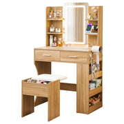 Artiss Dressing Table LED Vanity Desk Set Stool Wood FURNI-L-DRESS12-WD-AB