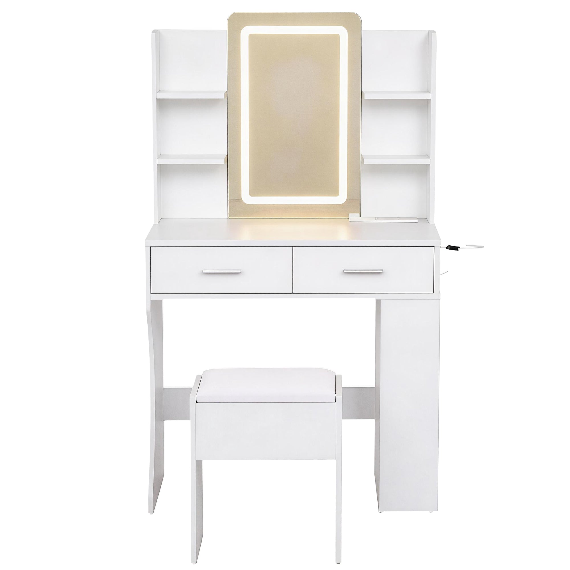 Artiss Dressing Table LED Vanity Desk Set Stool White FURNI-L-DRESS12-WH-AB