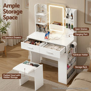 Artiss Dressing Table LED Vanity Desk Set Stool White FURNI-L-DRESS12-WH-AB
