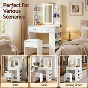 Artiss Dressing Table LED Vanity Desk Set Stool White FURNI-L-DRESS12-WH-AB
