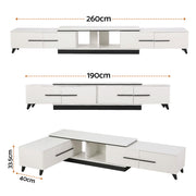 Artiss Extendable TV Cabinet Entertainment Unit Stand White FURNI-L-EXT-TV190-WH-ABC