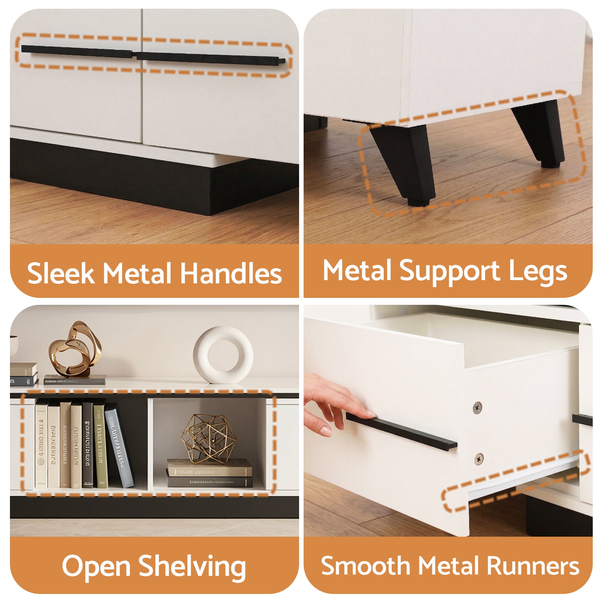 Artiss Extendable TV Cabinet Entertainment Unit Stand White FURNI-L-EXT-TV190-WH-ABC