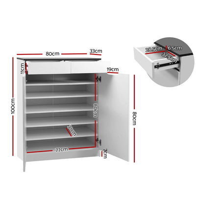 Artiss Shoe Rack Cabinet 30 Pairs White Eve FURNI-L-GS-SHOE01-WHBK-AB