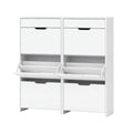 Artiss 2x Shoe Cabinet Organiser 3 Flip Drawer High Gloss White FURNI-L-GS-SHOE02-WHX2