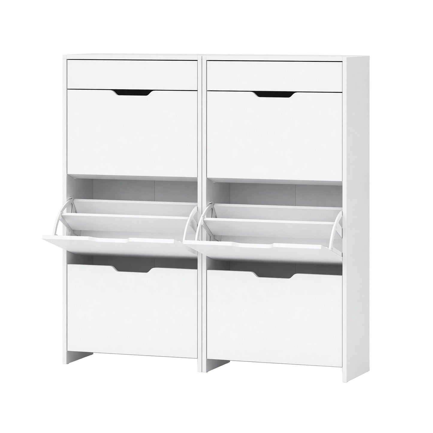 Artiss 2x Shoe Cabinet Organiser 3 Flip Drawer High Gloss White FURNI-L-GS-SHOE02-WHX2