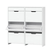 Artiss 2x Shoe Cabinet Organiser 3 Flip Drawer High Gloss White FURNI-L-GS-SHOE02-WHX2