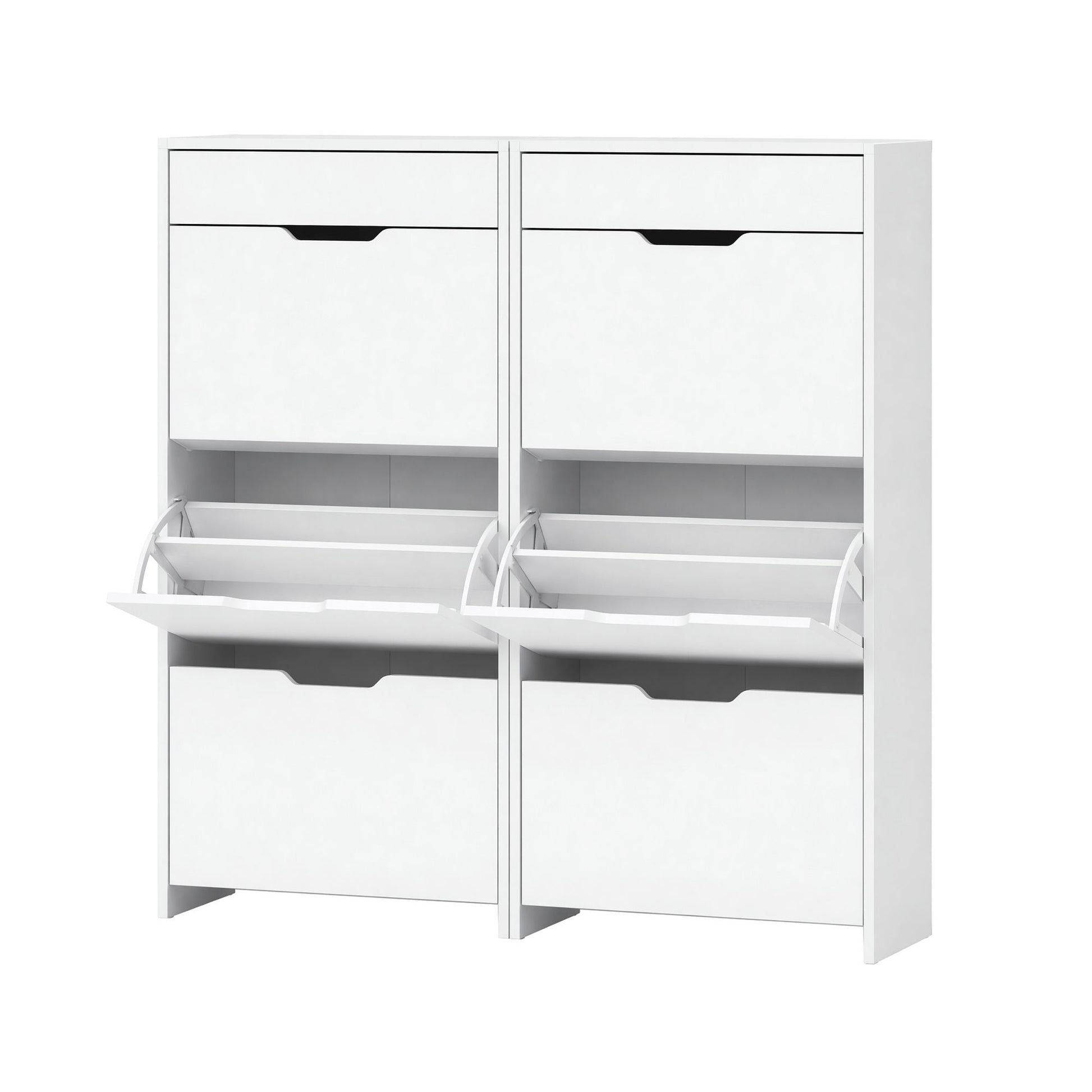 Artiss 2x Shoe Cabinet Organiser 3 Flip Drawer High Gloss White FURNI-L-GS-SHOE02-WHX2