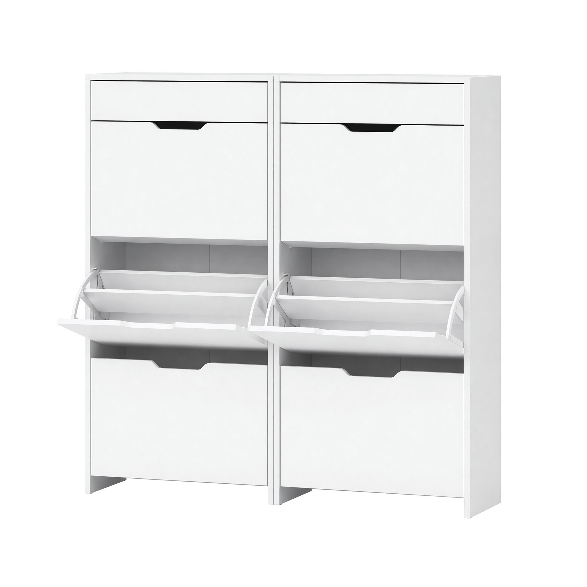Artiss 2x Shoe Cabinet Organiser 3 Flip Drawer High Gloss White FURNI-L-GS-SHOE02-WHX2