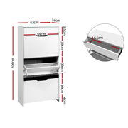 Artiss 2x Shoe Cabinet Organiser 3 Flip Drawer High Gloss White FURNI-L-GS-SHOE02-WHX2
