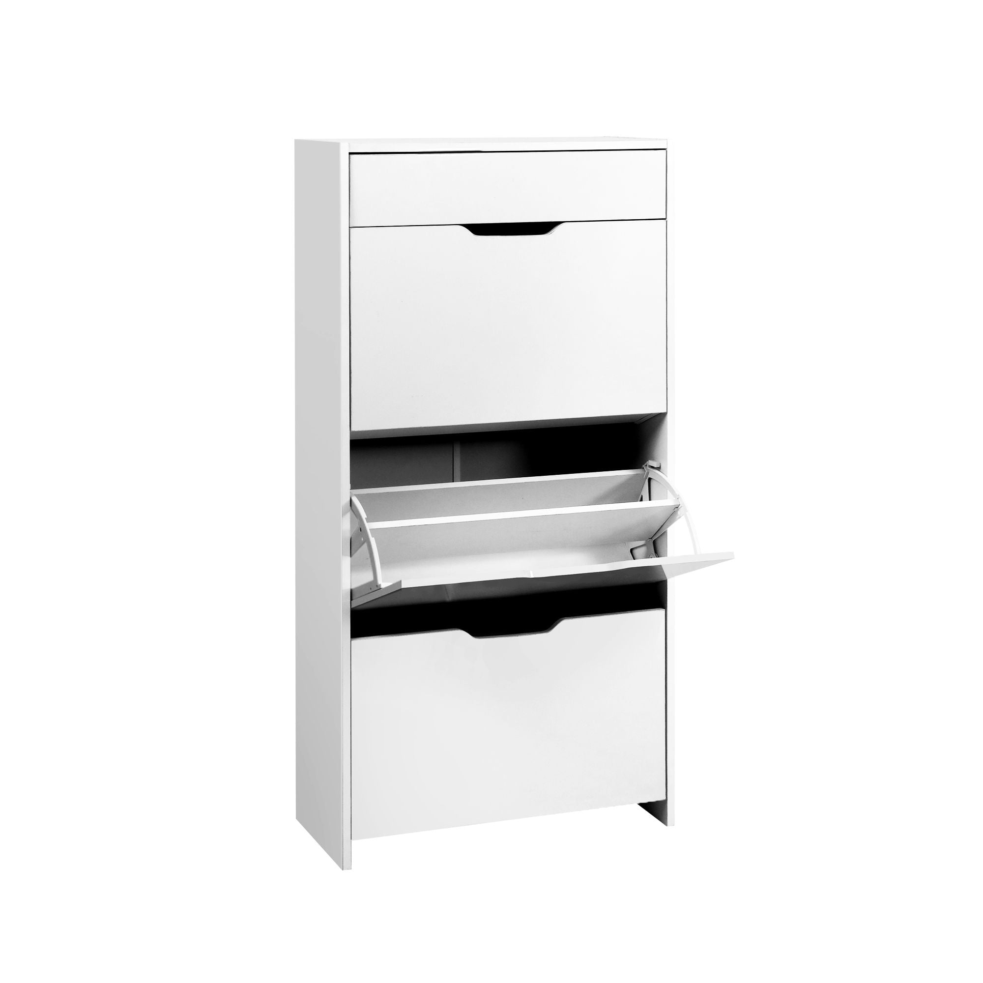 Artiss 2x Shoe Cabinet Organiser 3 Flip Drawer High Gloss White FURNI-L-GS-SHOE02-WHX2