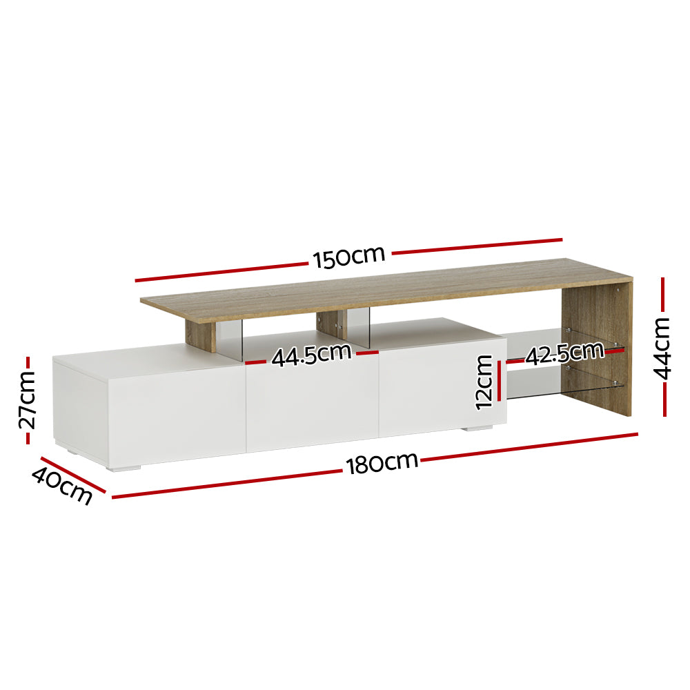 Artiss TV Cabinet Entertainment Unit 180cm Wood White James FURNI-L-GS-TV180-WHWD-AB