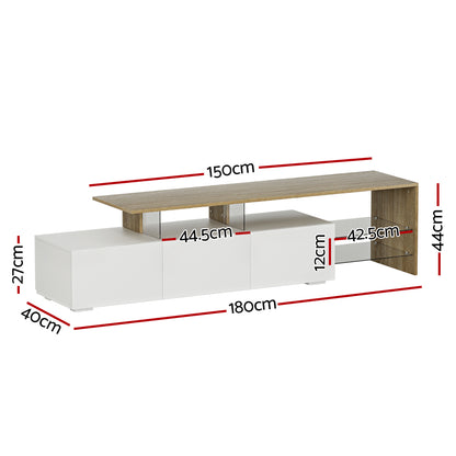 Artiss TV Cabinet Entertainment Unit 180cm Wood White James FURNI-L-GS-TV180-WHWD-AB