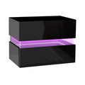 Artiss Bedside Table LED 2 Drawers - LUMI Black FURNI-L-LED-BS01-BK