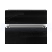 Artiss Bedside Table LED 2 Drawers - LUMI Black FURNI-L-LED-BS01-BK